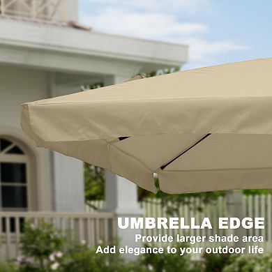 Clihome 10 X 8 Ft Skirted Canopy 8 Ribs Square Outdoor Umbrella with Base