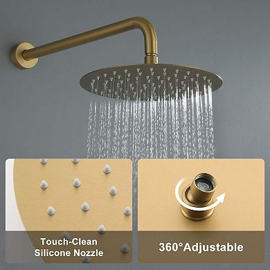 Clihome 10" Shower Faucet Set Round Shower System Rainfall Shower Head Combo