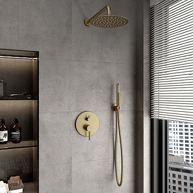 Clihome 10" Shower Faucet Set Round Shower System Rainfall Shower Head Combo