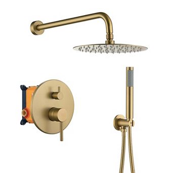 Clihome 10" Shower Faucet Set Round Shower System Rainfall Shower Head Combo