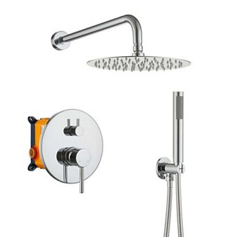 Clihome 10" Shower Faucet Set Round Shower System Rainfall Shower Head Combo