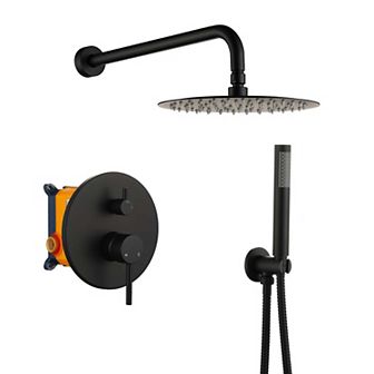 Clihome 10" Shower Faucet Set Round Shower System Rainfall Shower Head Combo