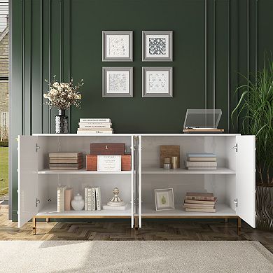 Clihome 4-Door Glossy Media Storage Sideboard Buffet