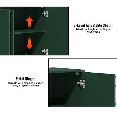 Clihome 4-Door Glossy Media Storage Sideboard Buffet