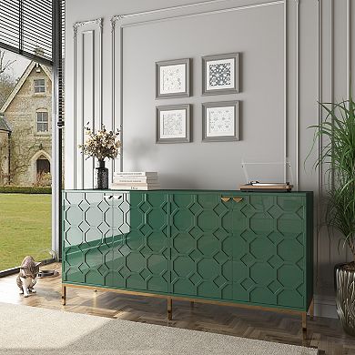 Clihome 4-Door Glossy Media Storage Sideboard Buffet