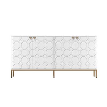 Clihome 4-Door Glossy Media Storage Sideboard Buffet