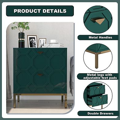 Clihome Wooden High-gloss Storage Nightstand