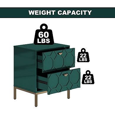 Clihome Wooden High-gloss Storage Nightstand