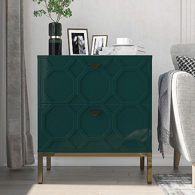 Clihome Wooden High-gloss Storage Nightstand