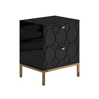 Clihome Wooden High-gloss Storage Nightstand