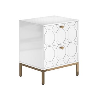 Clihome Wooden High-gloss Storage Nightstand