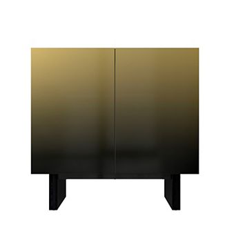 Clihome Golden Wood 2-Door Media Storage Accent Sideboard