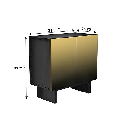 Clihome Golden Wood 2-Door Media Storage Accent Sideboard