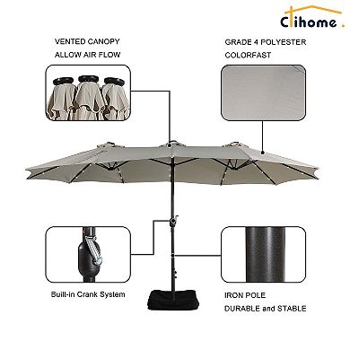 Clihome 15ft LED Lights Patio Umbrella with Base Included