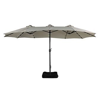 Clihome 15ft LED Lights Patio Umbrella with Base Included