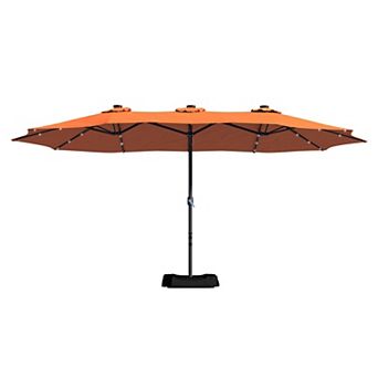 Clihome 15ft LED Lights Patio Umbrella with Base Included