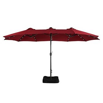 Clihome 15ft LED Lights Patio Umbrella with Base Included