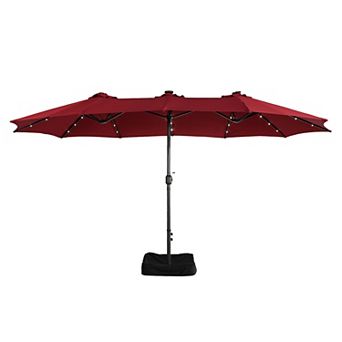 Clihome 15ft LED Lights Patio Umbrella with Base Included