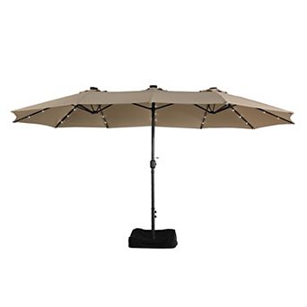 Clihome 15ft LED Lights Patio Umbrella with Base Included