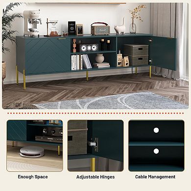 Clihome Modern TV Stand with LED Lights