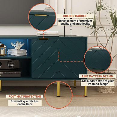Clihome Modern TV Stand with LED Lights