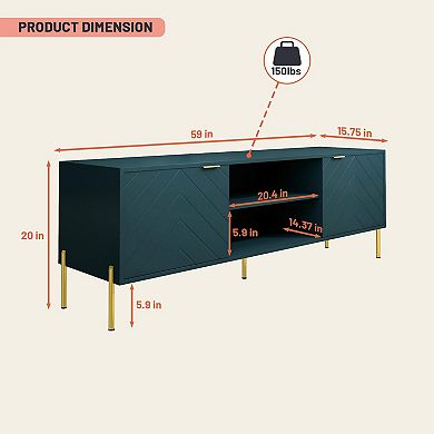 Clihome Modern TV Stand with LED Lights