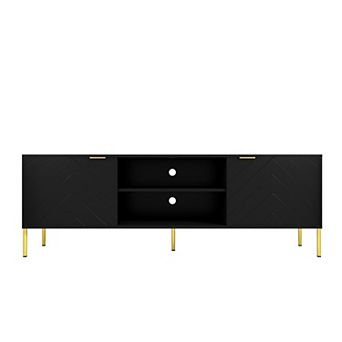 Clihome Modern TV Stand with LED Lights