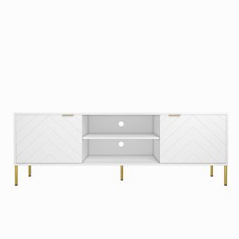 Clihome Modern TV Stand with LED Lights