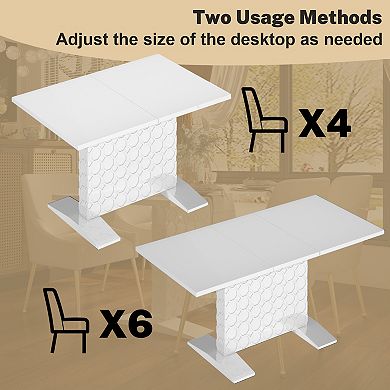 Clihome Glossy Wood Extendable Dining Table
