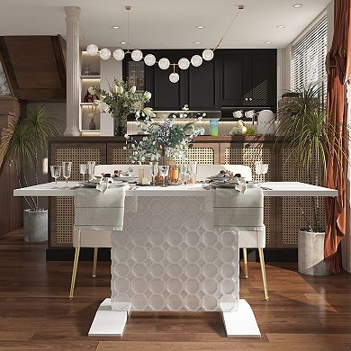 Clihome Glossy Wood Extendable Dining Table