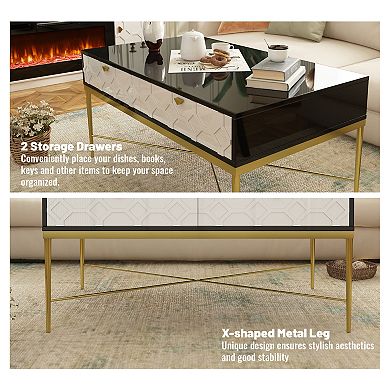 Clihome Modern Storage Accent Coffee Table with 2 Drawers