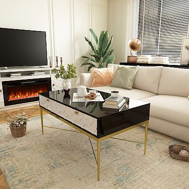 Clihome Modern Storage Accent Coffee Table with 2 Drawers