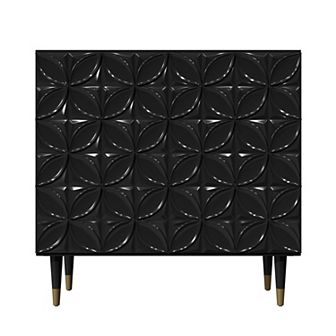 Clihome Glossy 2-Door Sideboard Storage Accent Cabinet