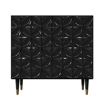 Clihome Glossy 2-Door Sideboard Storage Accent Cabinet