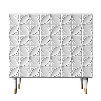 Clihome Glossy 2-Door Sideboard Storage Accent Cabinet