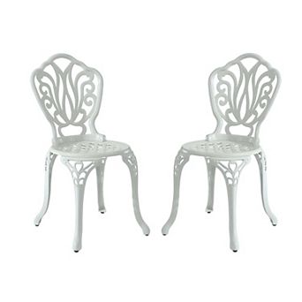 Clihome 2 pc Cast Aluminum Patio Dining Chairs Vintage Patio Furniture