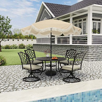 Clihome 9ft Fringe Patio Umbrella Tilt Function Boho Umbrella