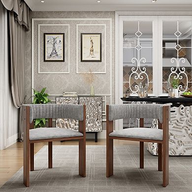 Clihome Curved Design Wooden Dining Chair (Set of 2)