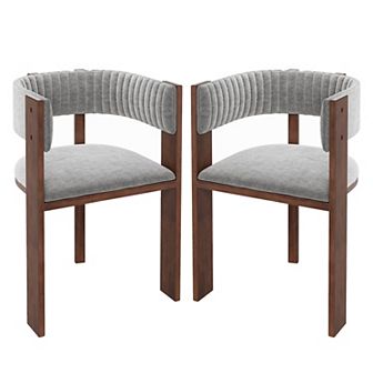 Clihome Curved Design Wooden Dining Chair (Set of 2)
