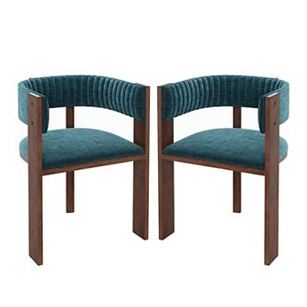 Clihome Curved Design Wooden Dining Chair (Set of 2)