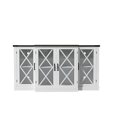 Clihome Farmhouse 63" TV Stand with Storage