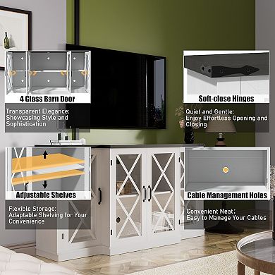 Clihome Farmhouse 63" TV Stand with Storage