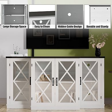 Clihome Farmhouse 63" TV Stand with Storage