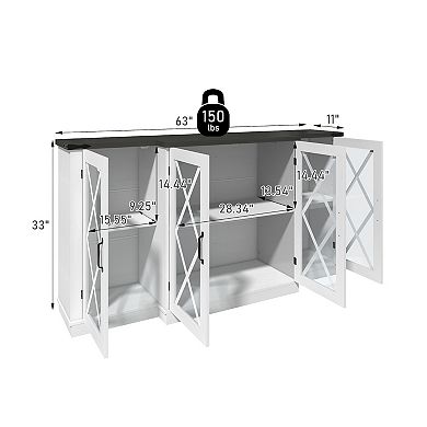 Clihome Farmhouse 63" TV Stand with Storage