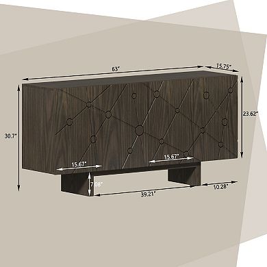 Clihome Modern MDF 4-Door Storage Sideboard