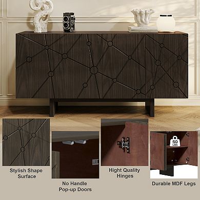 Clihome Modern MDF 4-Door Storage Sideboard