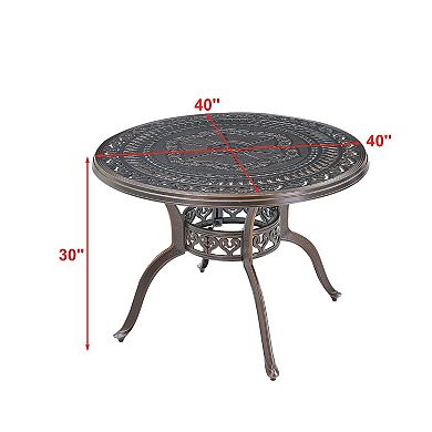 Clihome Large Round Patio Table with Umbrella Hole