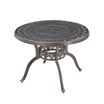 Clihome Large Round Patio Table with Umbrella Hole