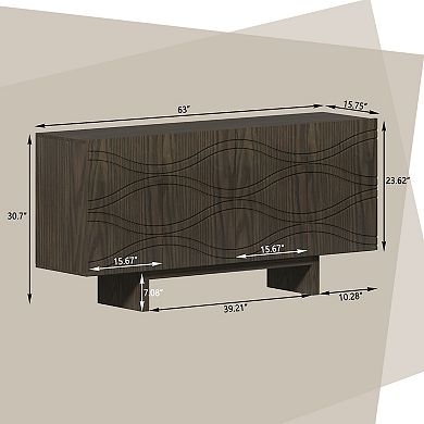 Clihome Mid-century Wood 4-Door Storage Sideboard