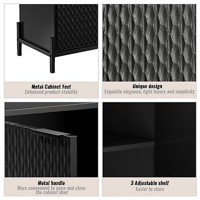 Clihome Modern High Gloss 2-Door Storage Sideboards
